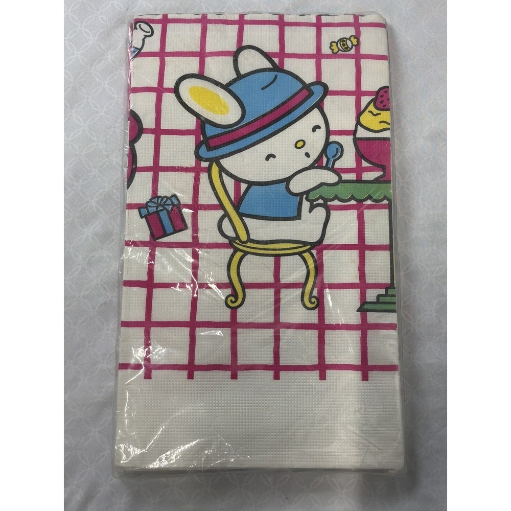 NEW! Vtg Sanrio Paper Table Cover 54"x96" NOS Party 80's Deadstock Bunny Rabbit